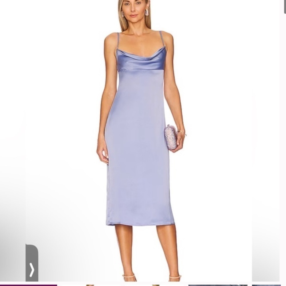 Weworewhat cowl midi satin women’s slate blue slip dress size 2